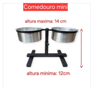 Comedouro duplo elevado alto ajustável para cães e gatos