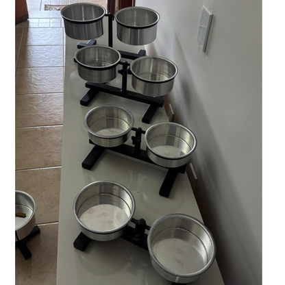 Comedouro duplo elevado alto ajustável para cães e gatos