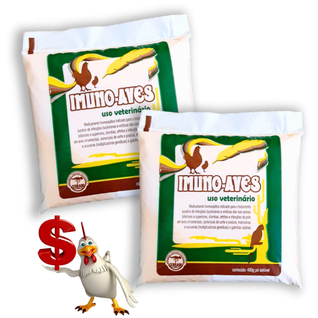 Imuno Aves 2 Pacotes De 400G Homeopático Para Tratar Infecção Aves Galinhas