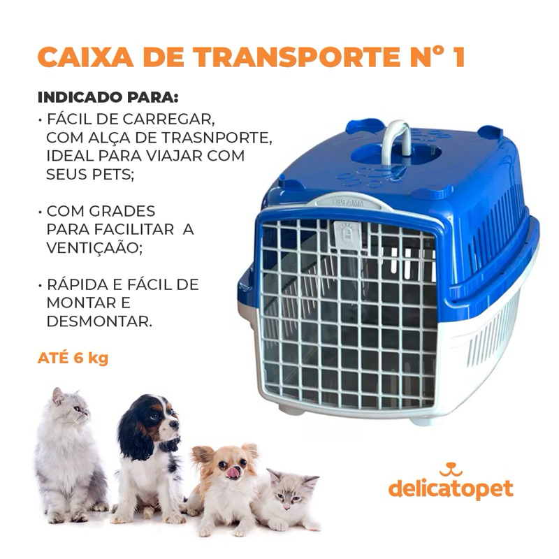 Caixa de Transporte Pet Para Caes Cachorro e Gato Pequeno Medio e Grande
