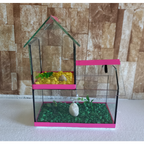 Aquario Beteira Castelo Para Peixe Betta decorado pedrinhas e planta artificial