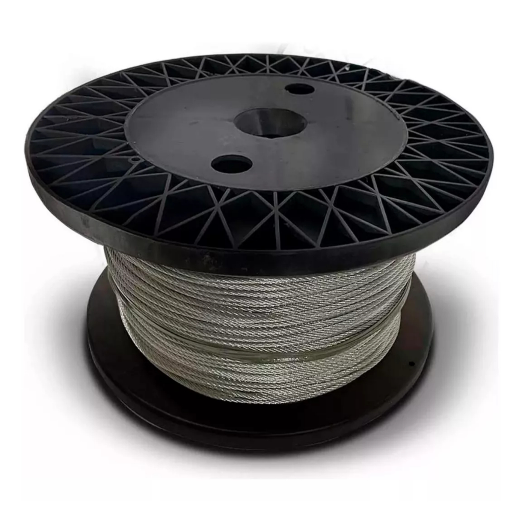 Cabo de Aço 4,8mm 3/16 6 X 7 100 Metros Alma Fibra Galvanizado Trançado