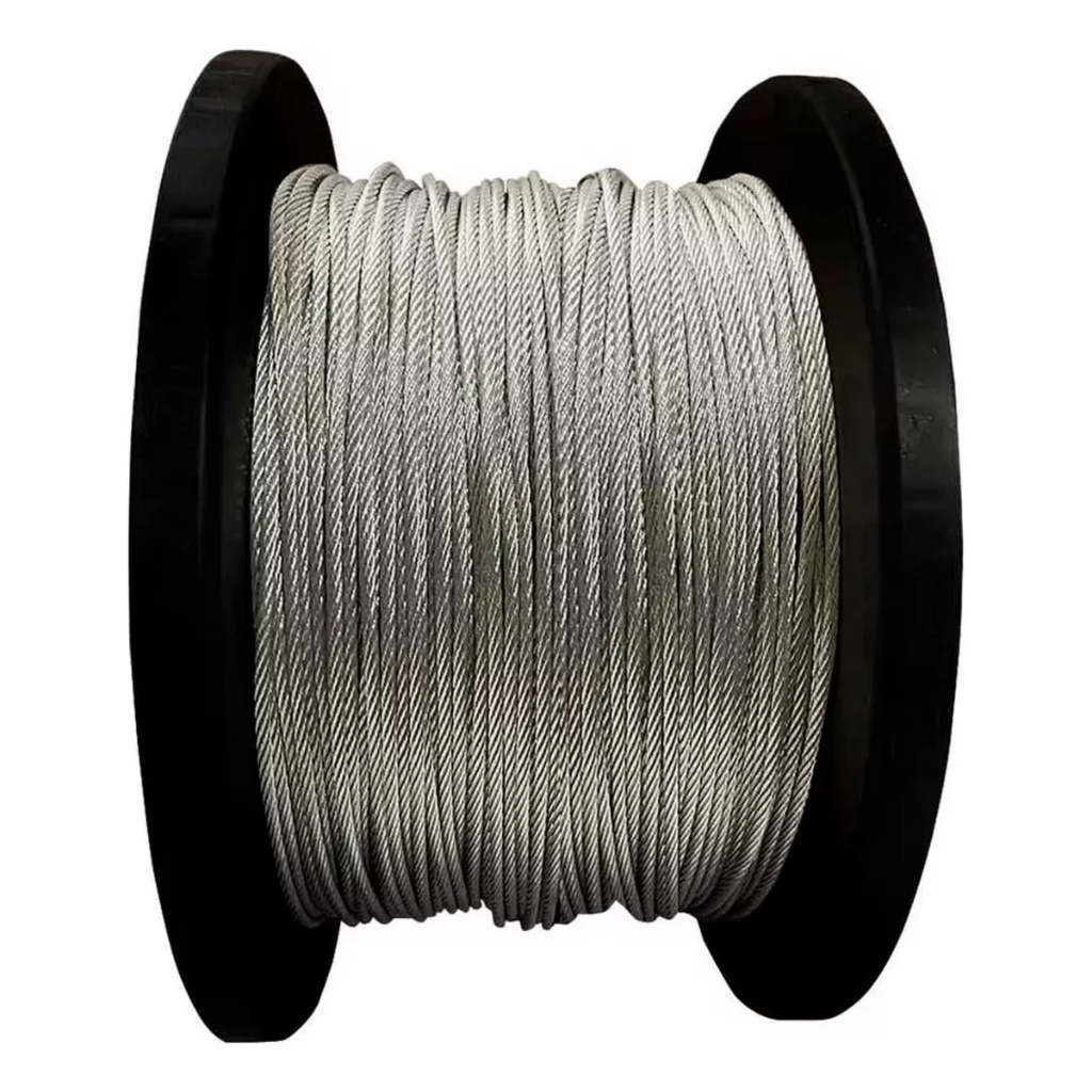 Cabo de Aço 4,8mm 3/16 6 X 7 100 Metros Alma Fibra Galvanizado Trançado