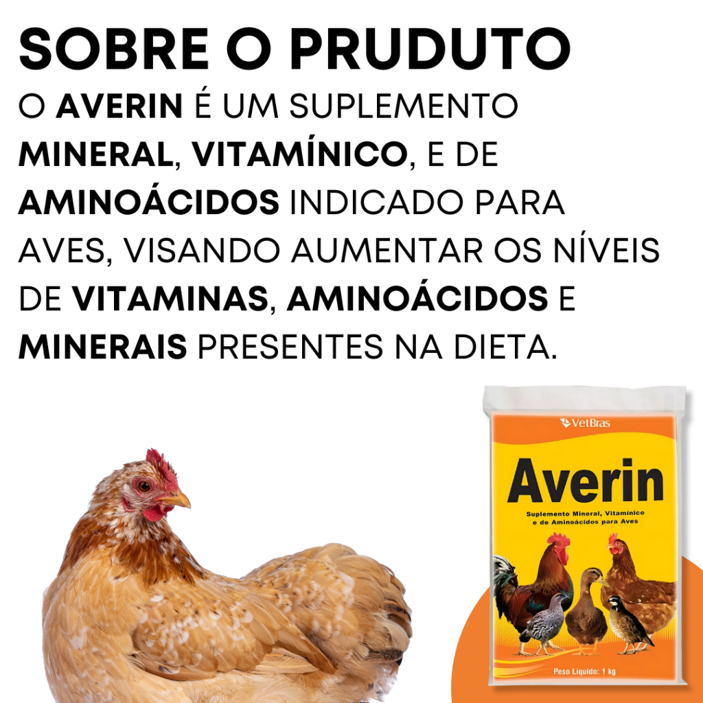 Kits Suplemento Mineral Com Vitamina Para Galinha Frango Patos Averin 1Kg Aves Com Coccidiose