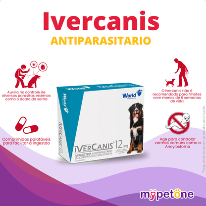 IverCanis 12mg para Cães de 60Kg - Blíster 4 Comprimidos