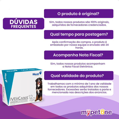 IverCanis 12mg para Cães de 60Kg - Blíster 4 Comprimidos