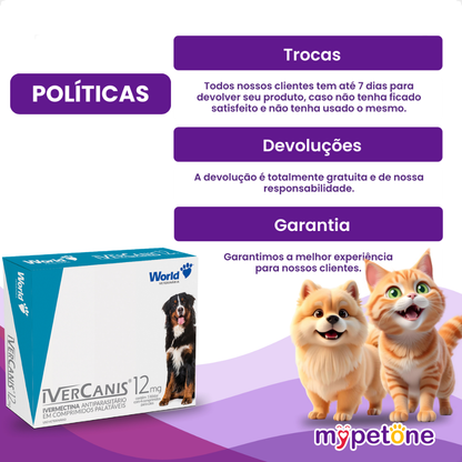 IverCanis 12mg para Cães de 60Kg - Blíster 4 Comprimidos