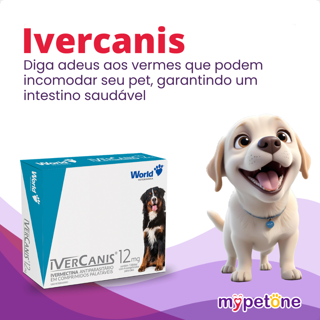 IverCanis 12mg para Cães de 60Kg - Blíster 4 Comprimidos