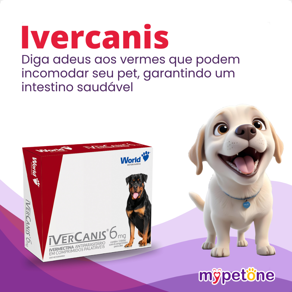 IverCanis 6mg para Cães de 30Kg - Blíster 4 Comprimidos - Remedio para Carrapato, Pulgas e Sarna