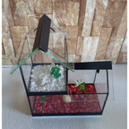 Aquario Beteira Castelo Para Peixe Betta decorado pedrinhas e planta artificial