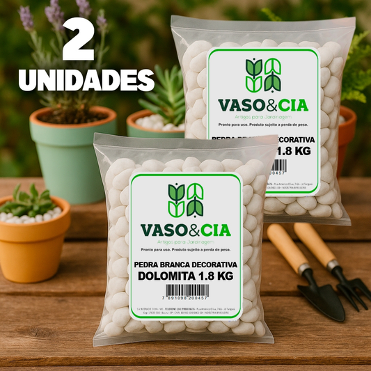 Kit 2x Pedra Dolomita Branca Seixo Decorativa para Vasos e Jardins Ornamentais - 1,8 kg