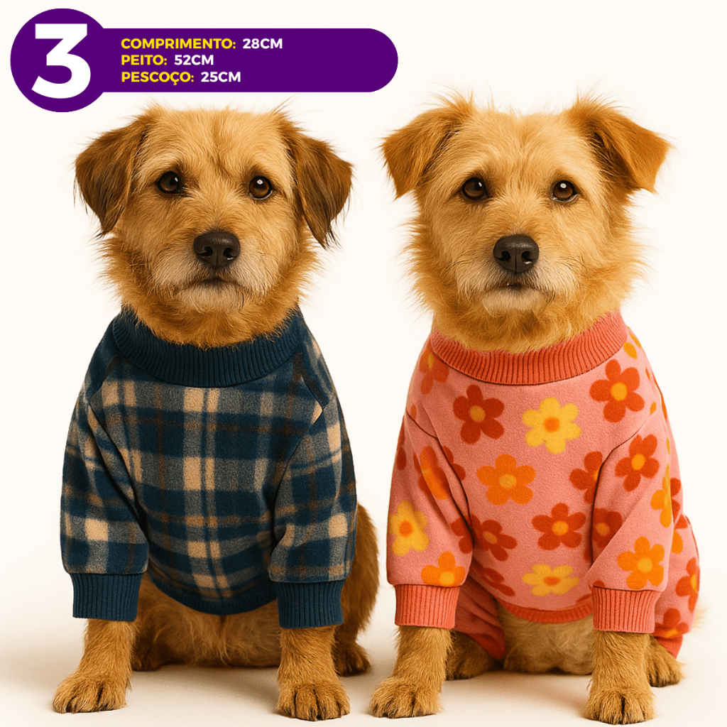 Roupa Pet Para Cachorro E Gato Macacão De Frio Inverno 100% Soft Diversos Tamanhos Estampas Variadas