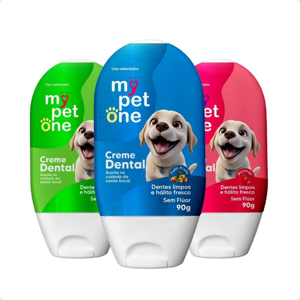 Creme Dental Menta, Tutti Frutti, Morango Mypetone - 90g