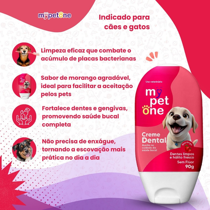 Creme Dental Sabor Morango Mypetone - 90g