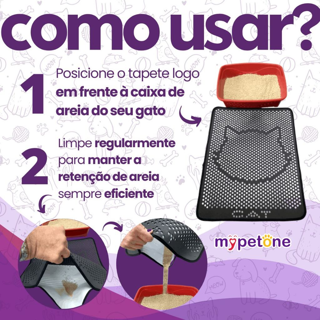Tapete Coletor de Areia Para Gatos Higiênico Cat - Mypetone