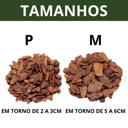 Casca De Pinus Polida 20 Litros P ou M Natural Jardinagem Decoração Saco 3, 10, 20 litros