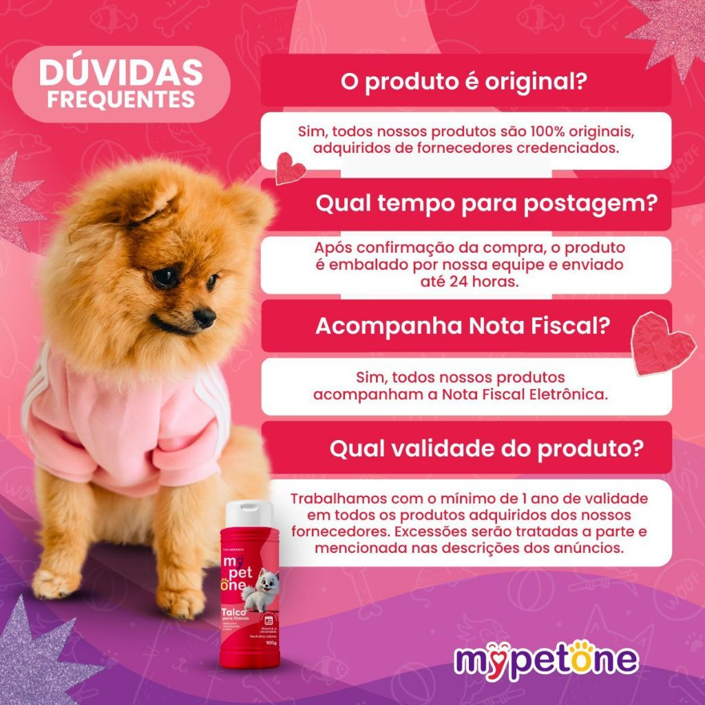 Kit 2 Talco Higiênico Perfumado Para Cães Fêmea Mypetone - 100g