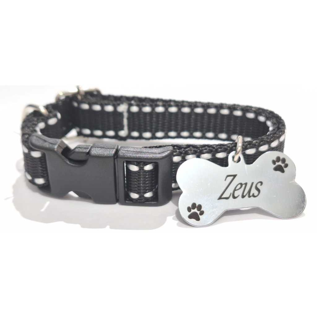 Coleira Para Cães E Gatos Com Plaquinha De Identificação Gravada!!!