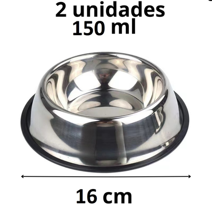 Kit Comedouro Pet Inox Comedouro Bebedouro Cachorro Gato Pet Pote Ração Vasilha Cachorro Gato Antiderrapante