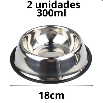 Kit Comedouro Pet Inox Comedouro Bebedouro Cachorro Gato Pet Pote Ração Vasilha Cachorro Gato Antiderrapante