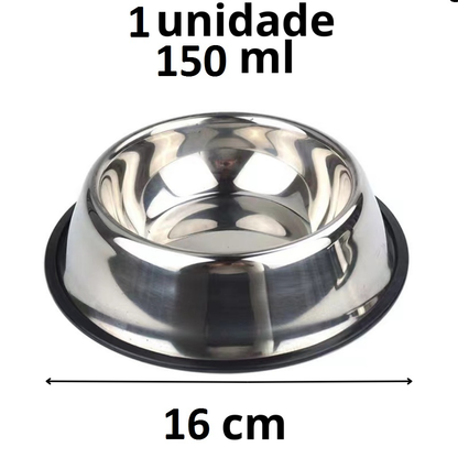 Kit Comedouro Pet Inox Comedouro Bebedouro Cachorro Gato Pet Pote Ração Vasilha Cachorro Gato Antiderrapante
