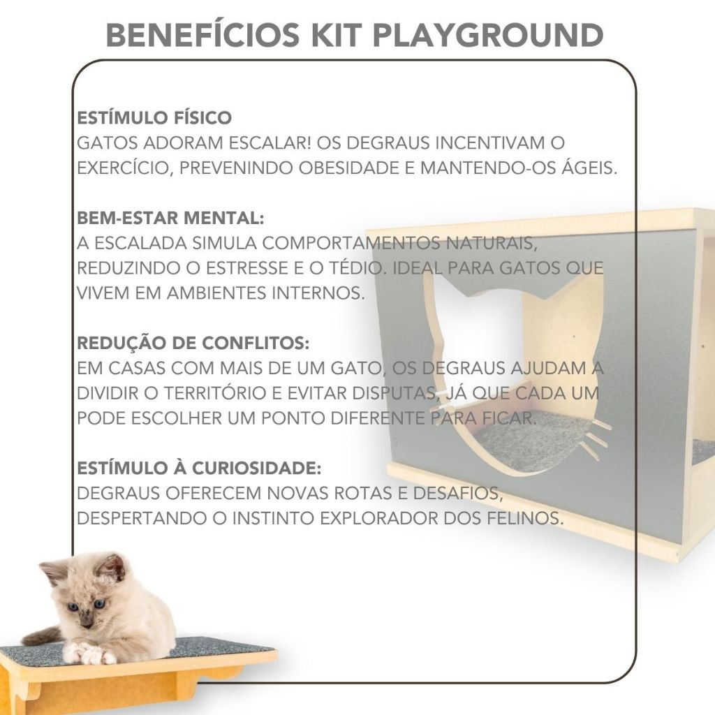Playground para Gatos 9pçs REFORÇADO Mdf 15mm PREMIUM Resistente Montado Parque Gato Playground