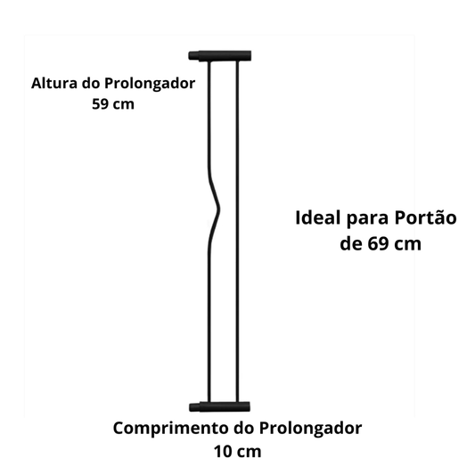 Prolongador Extensor 10cm Para Portão 69cm Altura 59cm para Pets Cachorros Gatos e Crianças