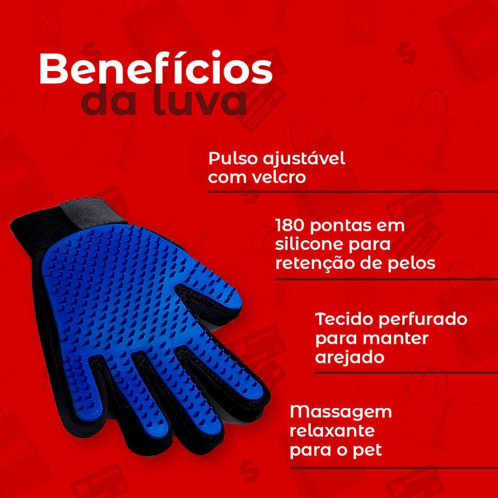 Kit Pet Luva Tira Pelos Nano + Escova lava Pet Silicone Dispenser + Pente Escova Removedora
