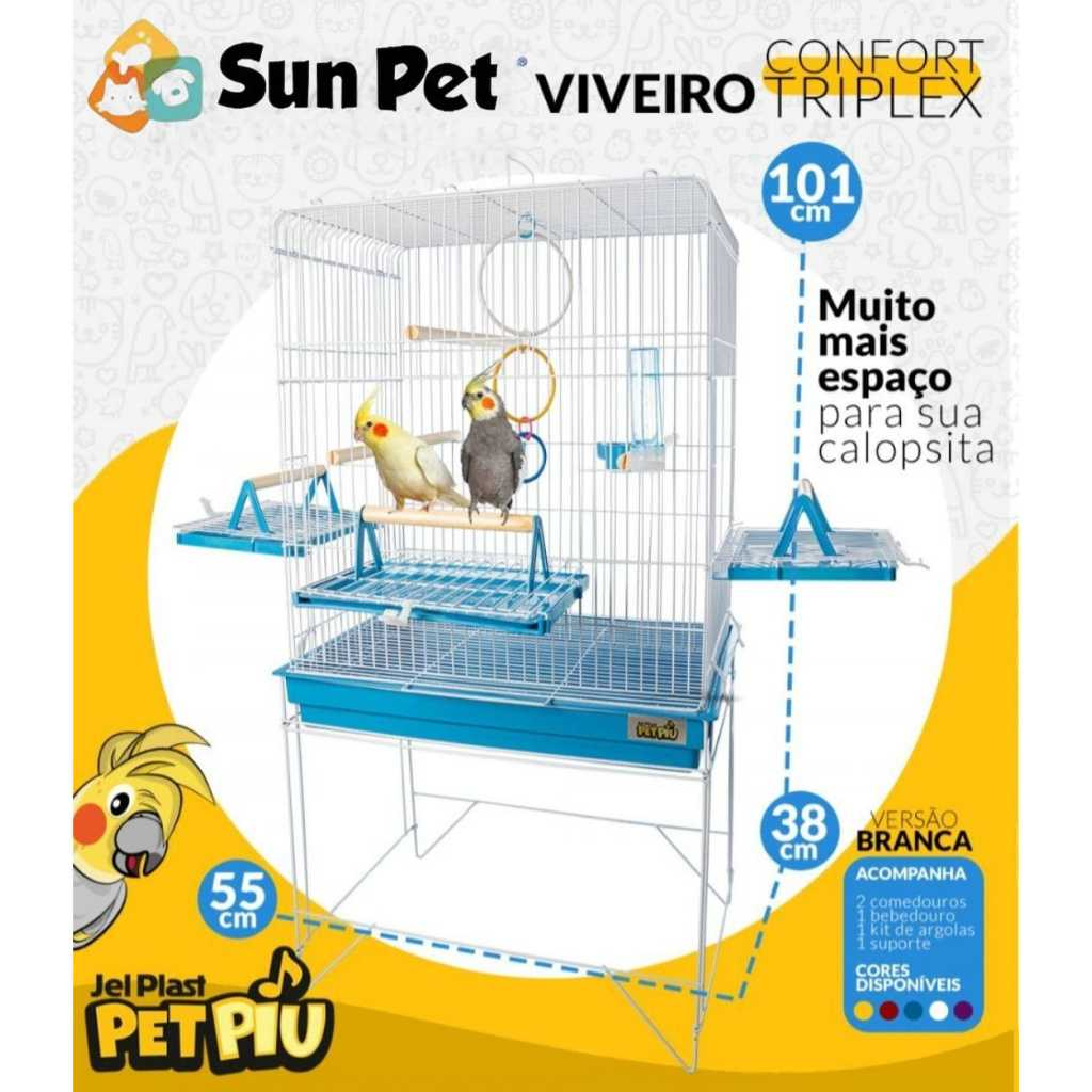 VIVEIRO GAIOLA CALOPSITA GAIOLAS PARA PÁSSAROS AVES TRIPLEX JEL PLAST GRANDE (ATENÇÃO DOIS MODELOS NO ANÚNCIO)