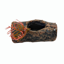 Enfeite de Aquário Em Resina Tronco Toca Peixe Com Planta 7x3cm - AX1101P