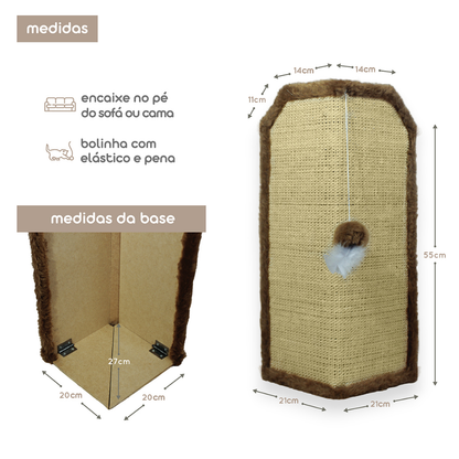 Arranhador Gato Proteção Canto De Sofá Base Interna Brinquedo KIT 2 Unidades - Miupetz Store