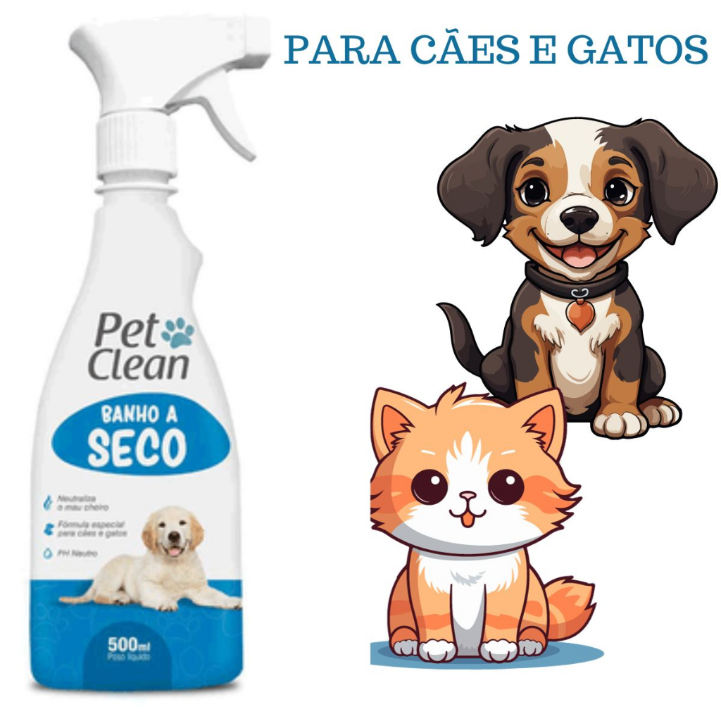 Banho A Seco Liquido Para Cães E Gatos Pet Clean 500ml