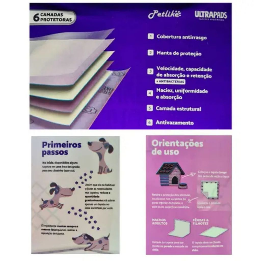 Tapete Higiênico Para Cães e Gatos Ultra Pad 30unidades 80x60cm Aroma Lavanda Alta Absorção