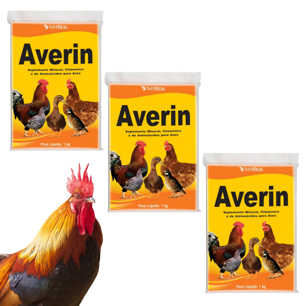Kits Suplemento Mineral Com Vitamina Para Galinha Frango Patos Averin 1Kg Aves Com Coccidiose