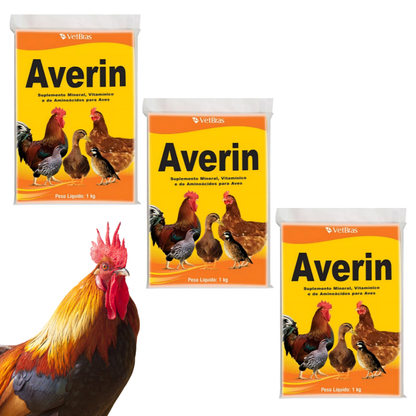 Kits Suplemento Mineral Com Vitamina Para Galinha Frango Patos Averin 1Kg Aves Com Coccidiose