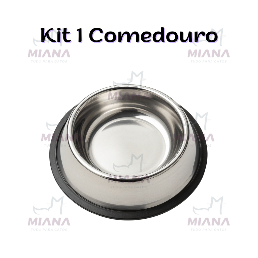 Kit 2 Comedouro Inox Para Cães Gatos Antiderrapante Fácil Limpeza Resistente Higiene Na Alimentação