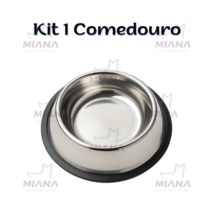 Kit 2 Comedouro Inox Para Cães Gatos Antiderrapante Fácil Limpeza Resistente Higiene Na Alimentação
