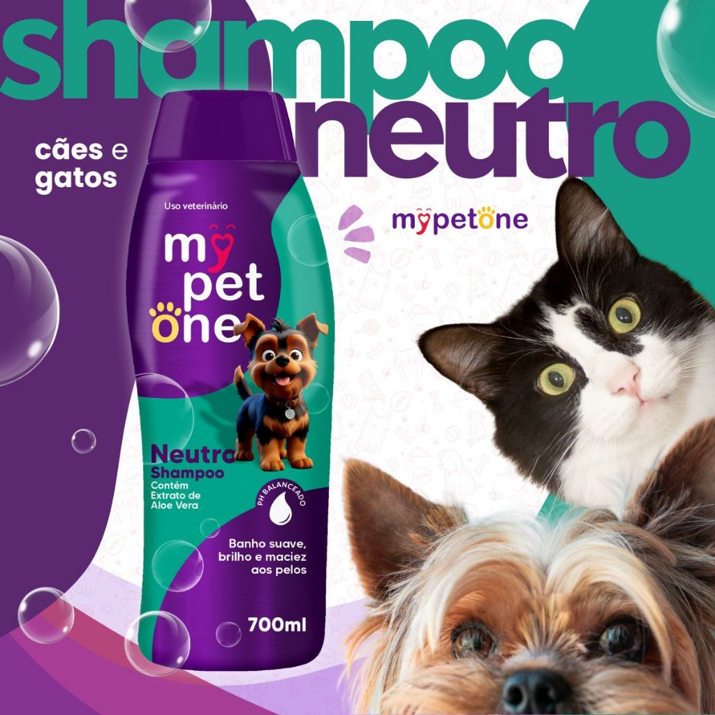 Shampoo e Condicionador para Cachorro e Gato Mypetone 700 ml - 1 Unidade ou Kit 2 Unidades