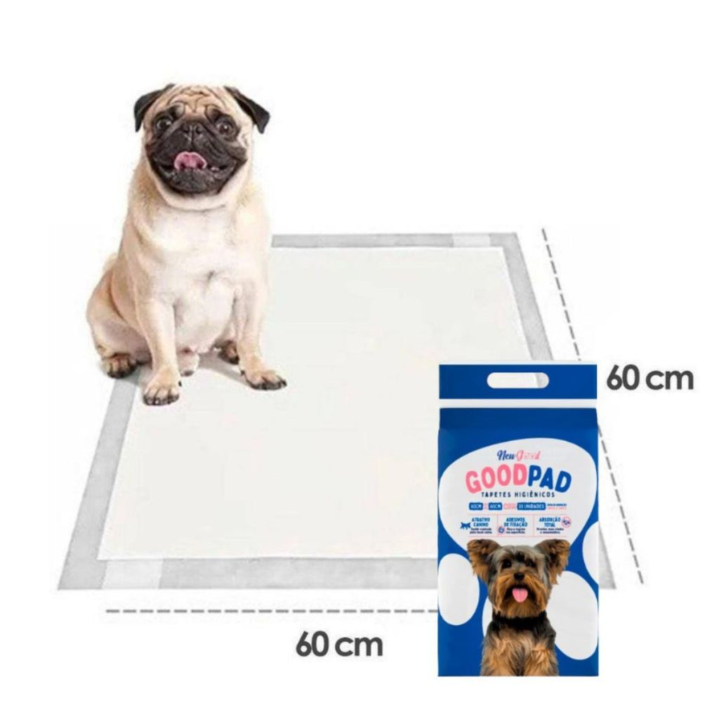 KIT Tapete Higiênico Good Pad Para Cachorro 60x60 cm Kit 100 unidades Cães Gatos Higienico