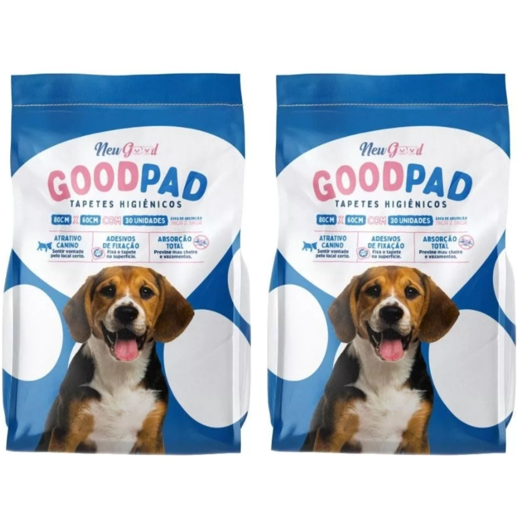 Kit 2 Pacotes 60 Uni Tapete Higienico 80x60 cm Good Pad Para Cães E Gatos Com 60 Unidades