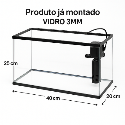 Aquário De Peixes 20 Litros 40X20X25Cm | Ideal Para Peixes Ornamentais Vidro 3Mm Produto Já Montado