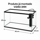 Aquário de peixes 20 Litros 40x20x25cm | Ideal para Peixes Ornamentais Vidro 3mm Produto já montado