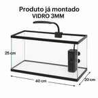 Aquário De Peixes 20 Litros 40X20X25Cm | Ideal Para Peixes Ornamentais Vidro 3Mm Produto Já Montado
