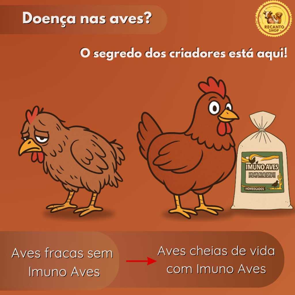 Imuno-aves 400g para tratar e previnir doenças em aves