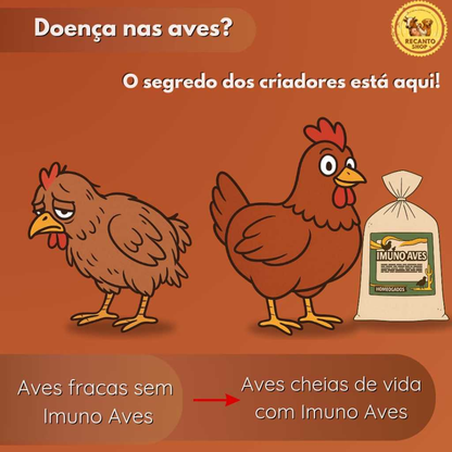Imuno-aves 400g para tratar e previnir doenças em aves