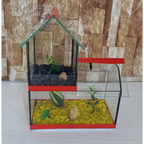 Aquario Beteira Castelo Para Peixe Betta decorado pedrinhas e planta artificial