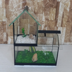 Aquario Beteira Castelo Para Peixe Betta decorado pedrinhas e planta artificial