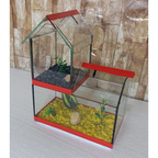 Aquario Beteira Castelo Para Peixe Betta decorado pedrinhas e planta artificial