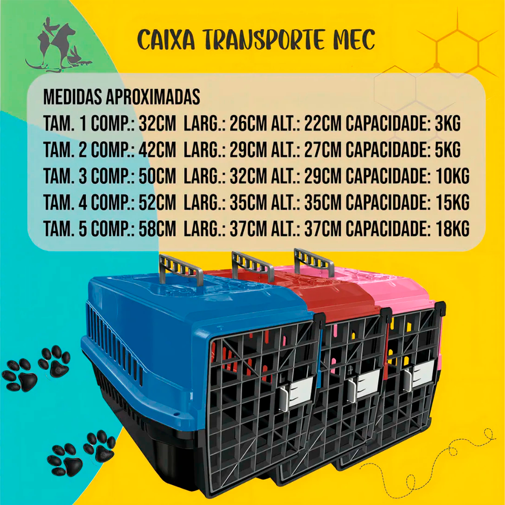 Caixa de transporte Transportadora Pet do 1 ao 5 Cachorro e Gato