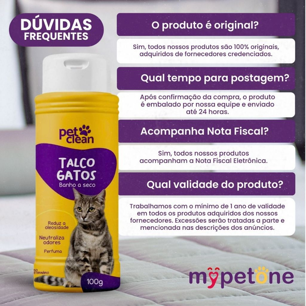 Talco Para Gatos Banho a Seco Pet Clean - 100g
